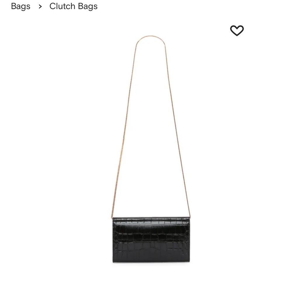 Victoria Beckham Elegant Black Croc-Embossed Chain Wallet Wristlet Clutch - Picture 10 of 16